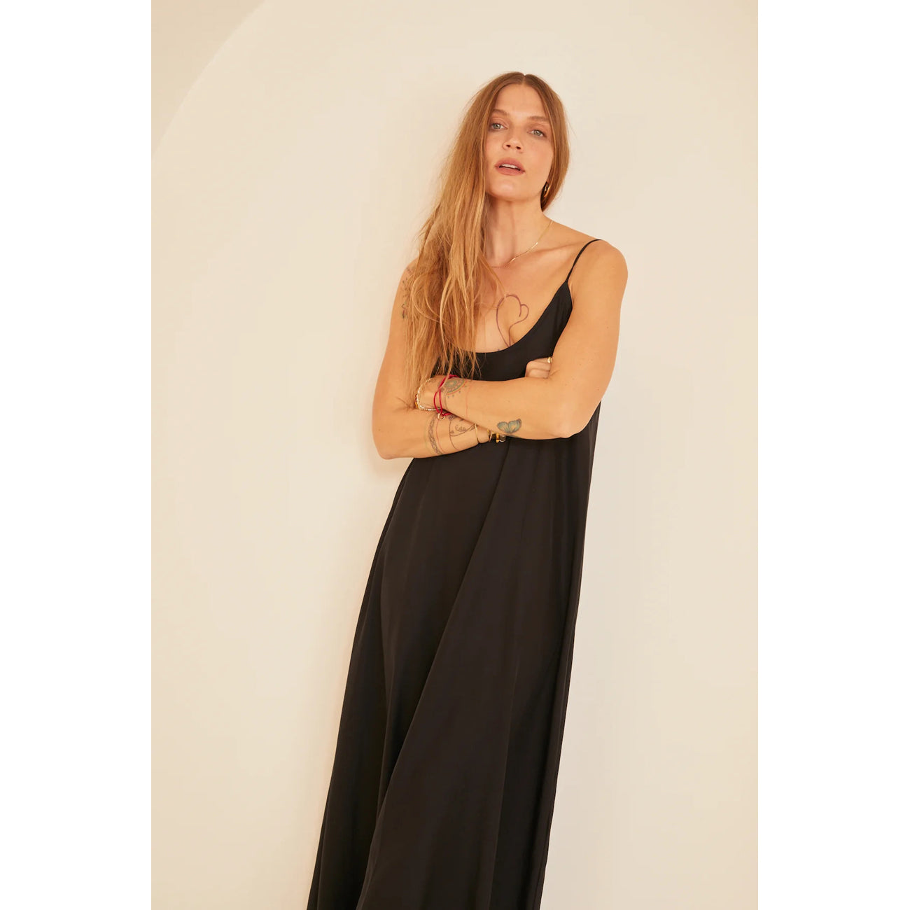 heather maxi in black silk