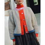 sheba cardigan in oatmeal colorblock