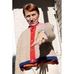 sheba cardigan in oatmeal colorblock