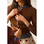 clio cashmere cardigan in oak+sky