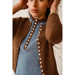 clio cashmere cardigan in oak+sky