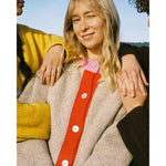 sheba cardigan in oatmeal colorblock