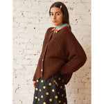 sybil tweed cardigan in chocolate