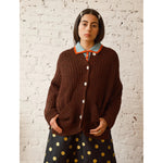 sybil tweed cardigan in chocolate