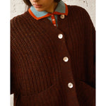 sybil tweed cardigan in chocolate