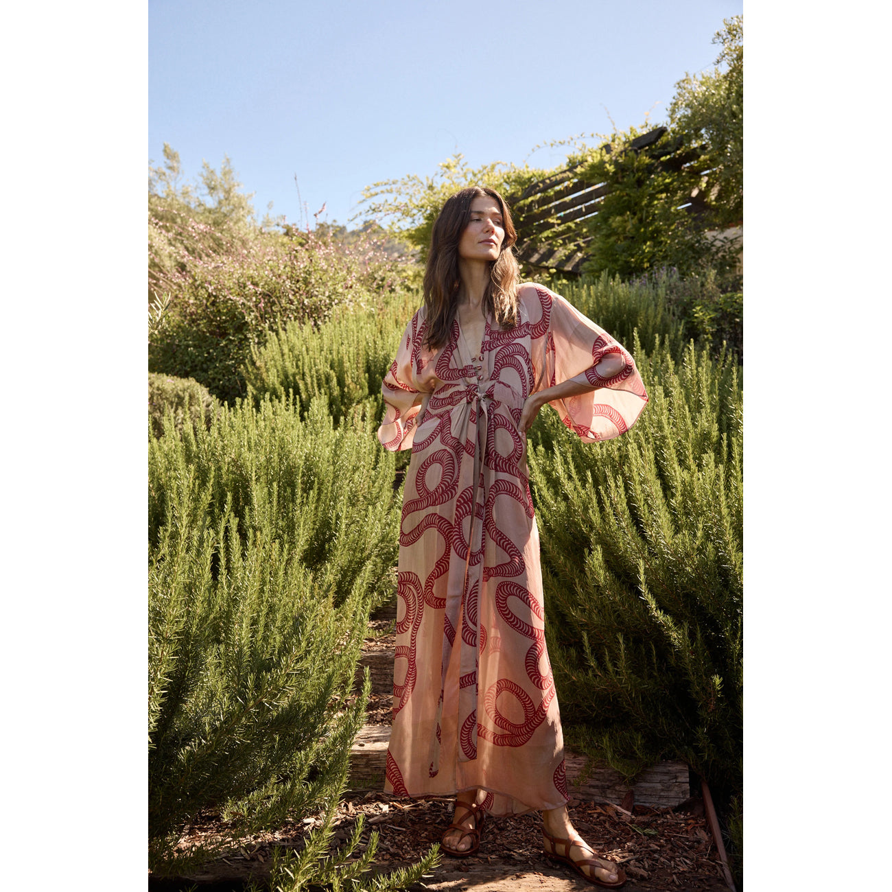 sarah dress in ament snake bone