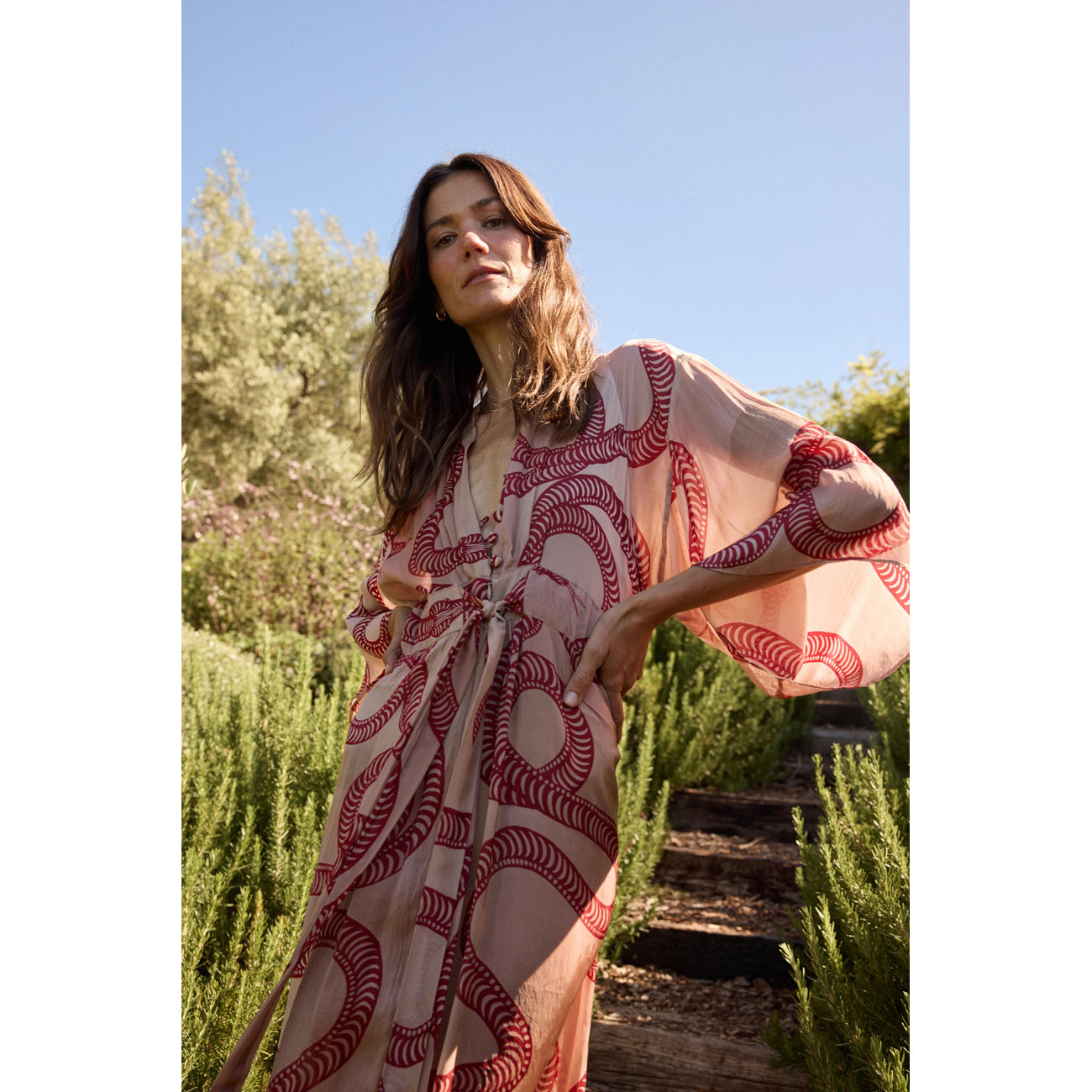 sarah dress in ament snake bone