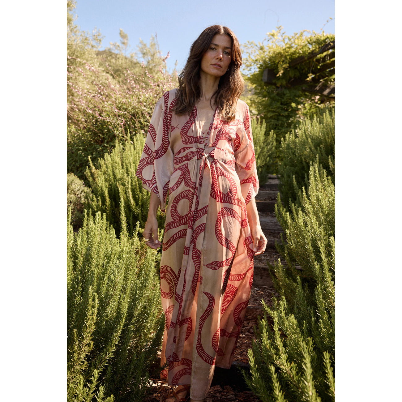 sarah dress in ament snake bone