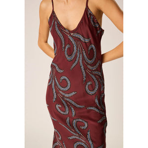 leandra dress in feather bordeaux