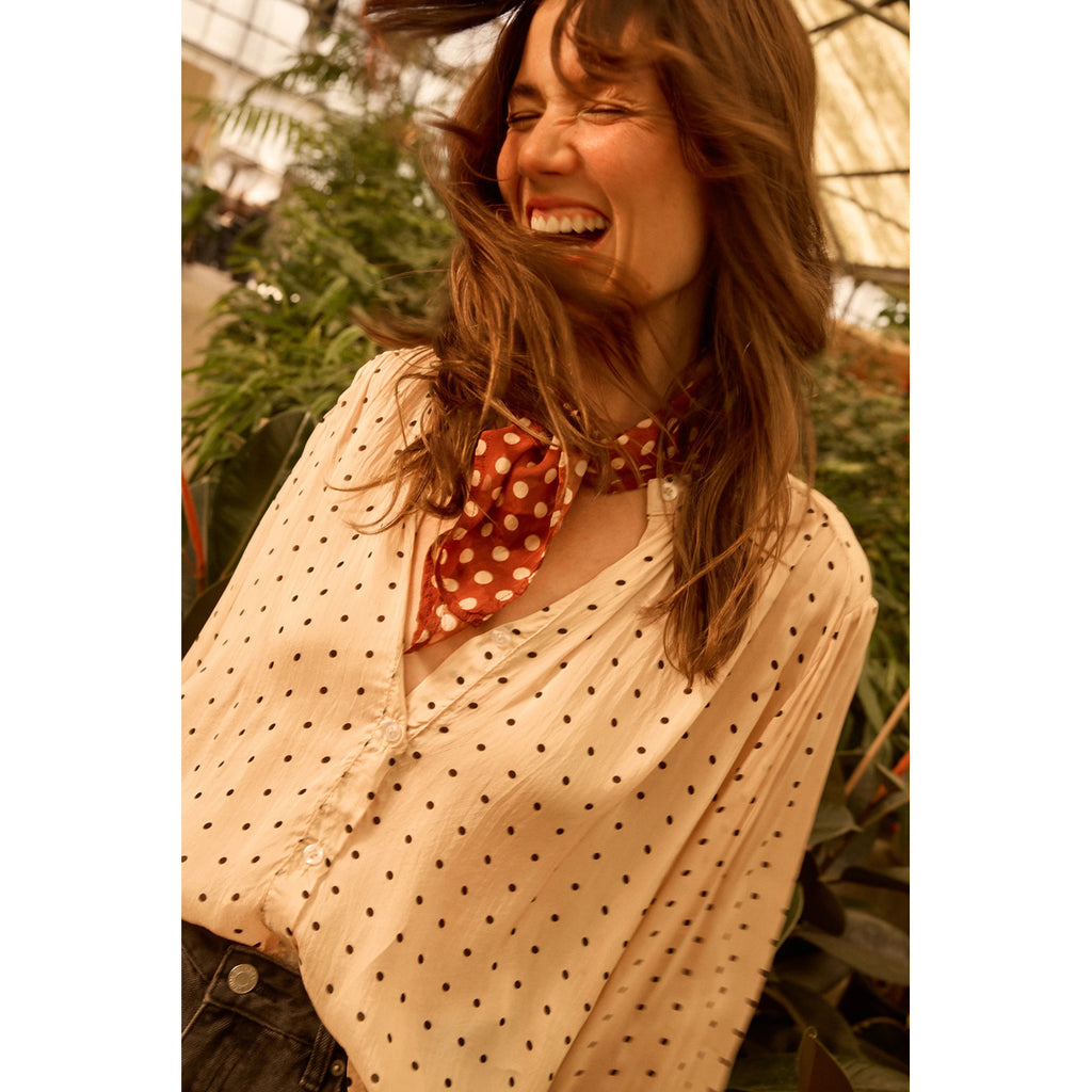 square scarf in polka dot cappuccino