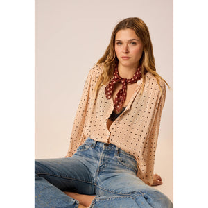square scarf in polka dot cappuccino