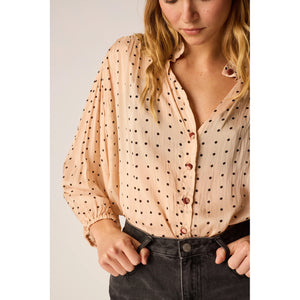 iris top in polka dot creama