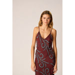 leandra dress in feather bordeaux