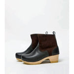 shearling clog boot on mid heel in umber