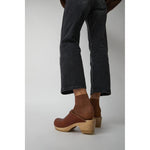 old school mid heel clog in bourbon
