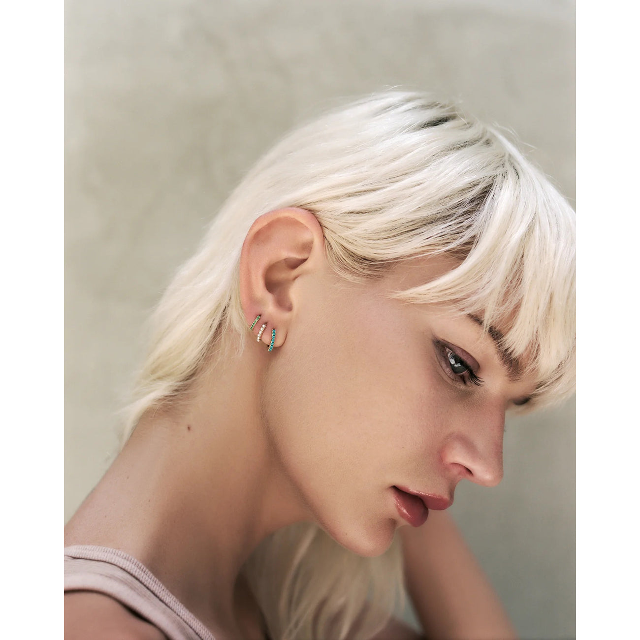6mm opal pavé huggie