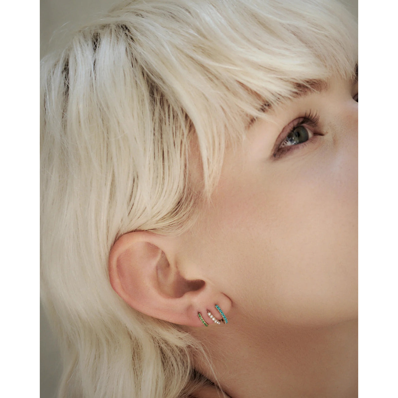 6mm opal pavé huggie
