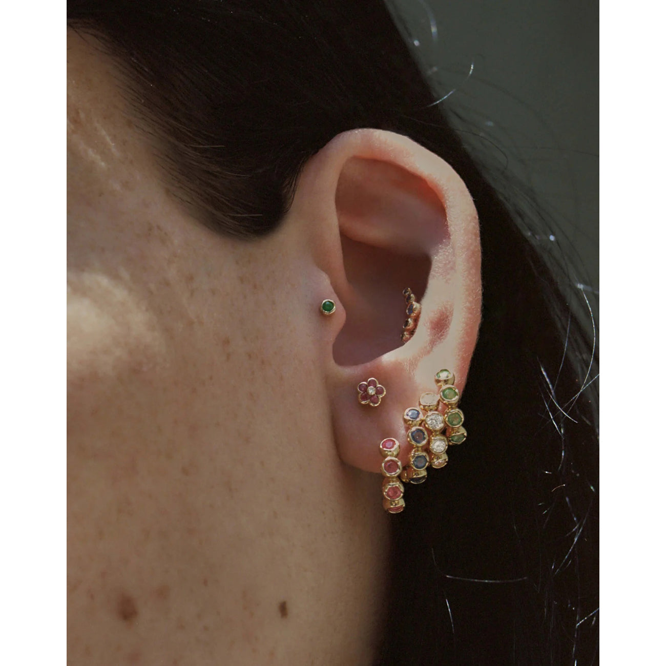 emerald petite nugget stud