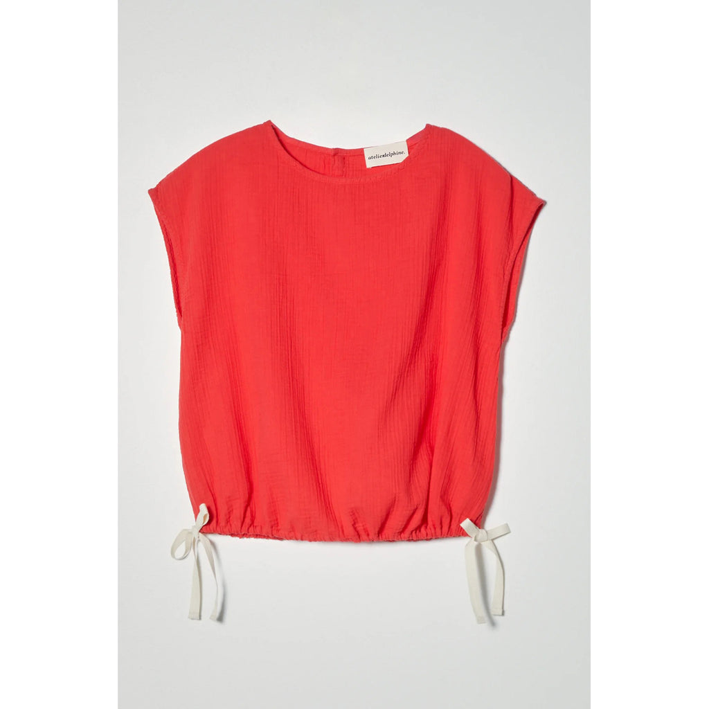 slip on blouse in true red