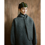 merino wrap neck pullover in slate