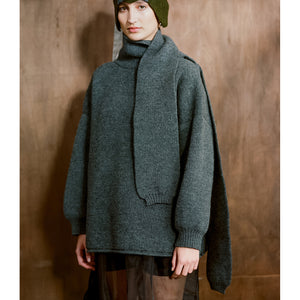 merino wrap neck pullover in slate