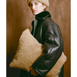 shearling clutch bag in tan