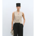 flecked cotton vest in natural