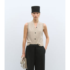flecked cotton vest in natural