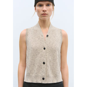 flecked cotton vest in natural