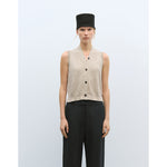 flecked cotton vest in natural