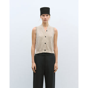 flecked cotton vest in natural