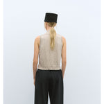 flecked cotton vest in natural