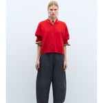 merino wool cardigan in red