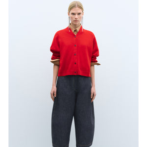merino wool cardigan in red