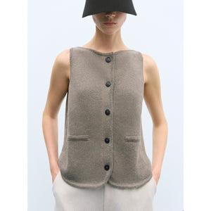 boat neck waistcoat in taupe