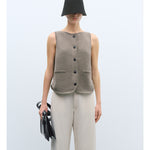 boat neck waistcoat in taupe