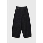 denim curved pants in black