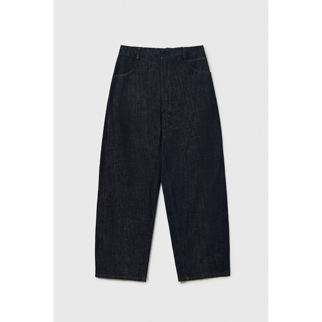 denim straight pants in indigo