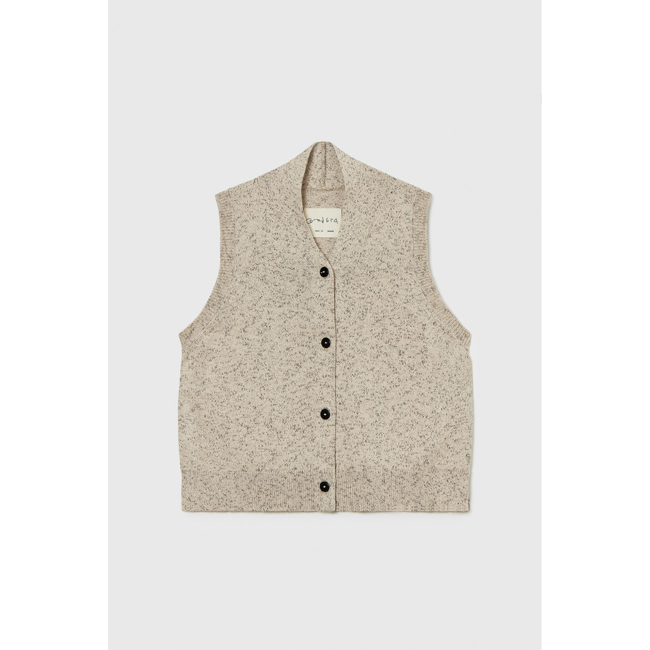 flecked cotton vest in natural