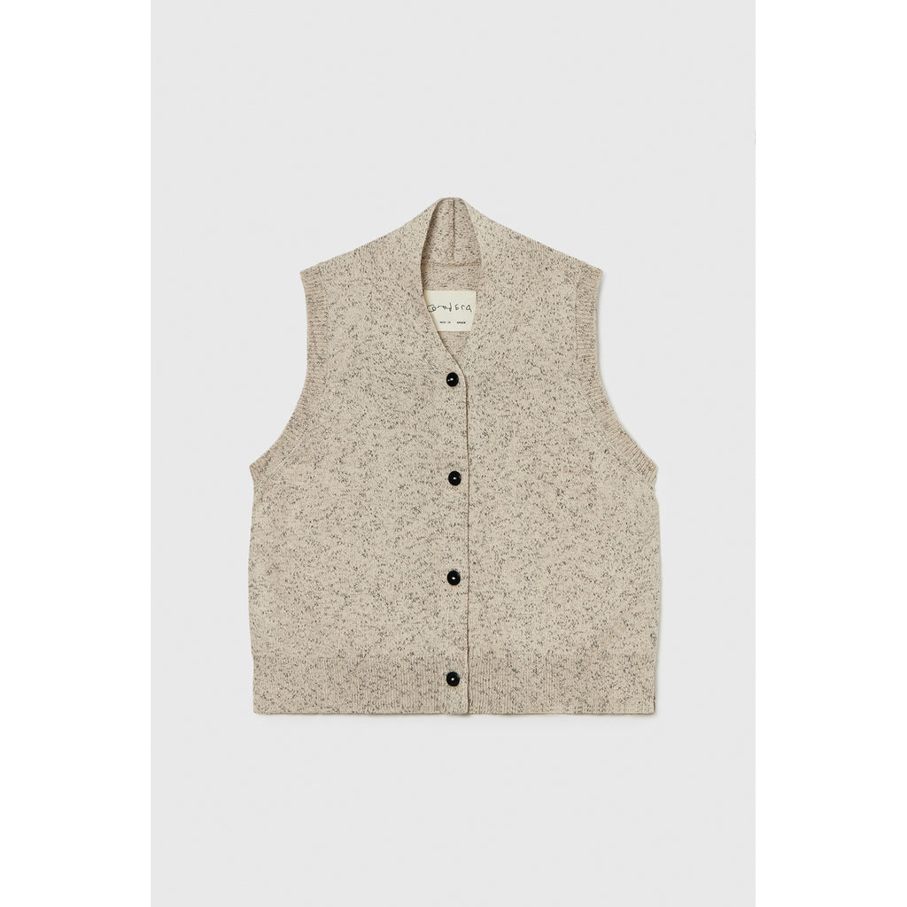 flecked cotton vest in natural