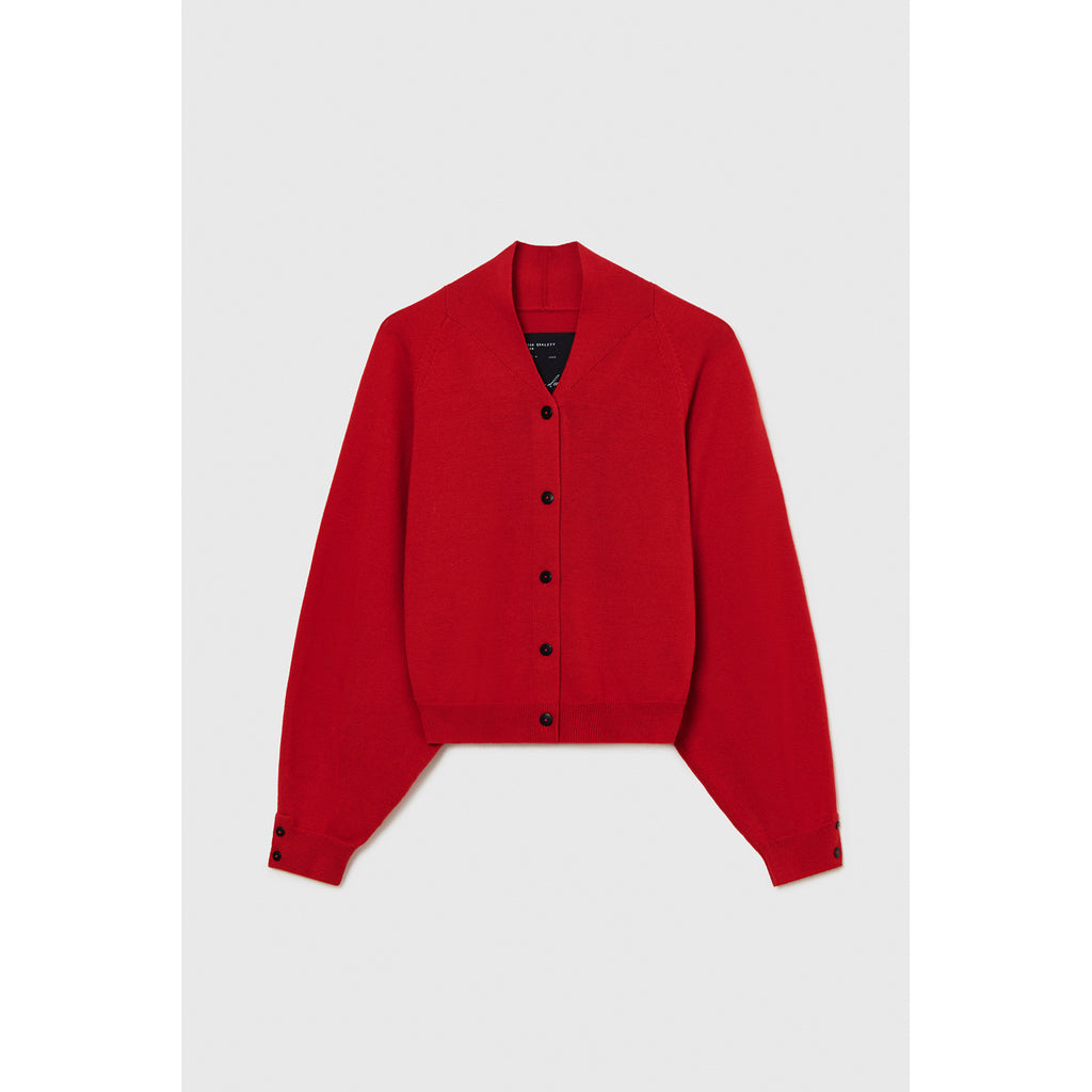merino wool cardigan in red