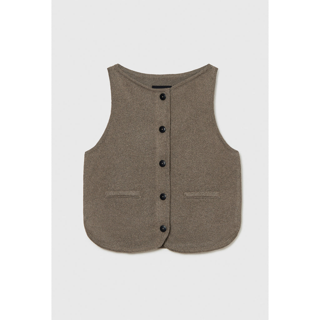 boat neck waistcoat in taupe