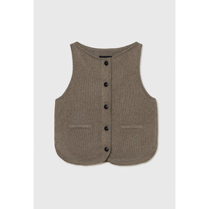 boat neck waistcoat in taupe