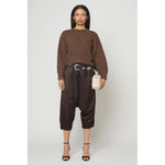 balloon sleeve sweater in chocolate brown