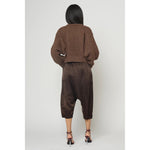 balloon sleeve sweater in chocolate brown