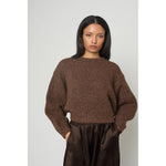 balloon sleeve sweater in chocolate brown