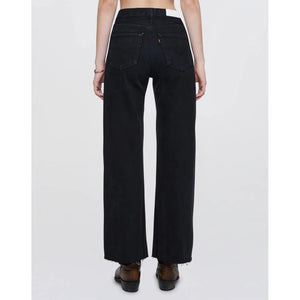 high rise wide leg crop in black