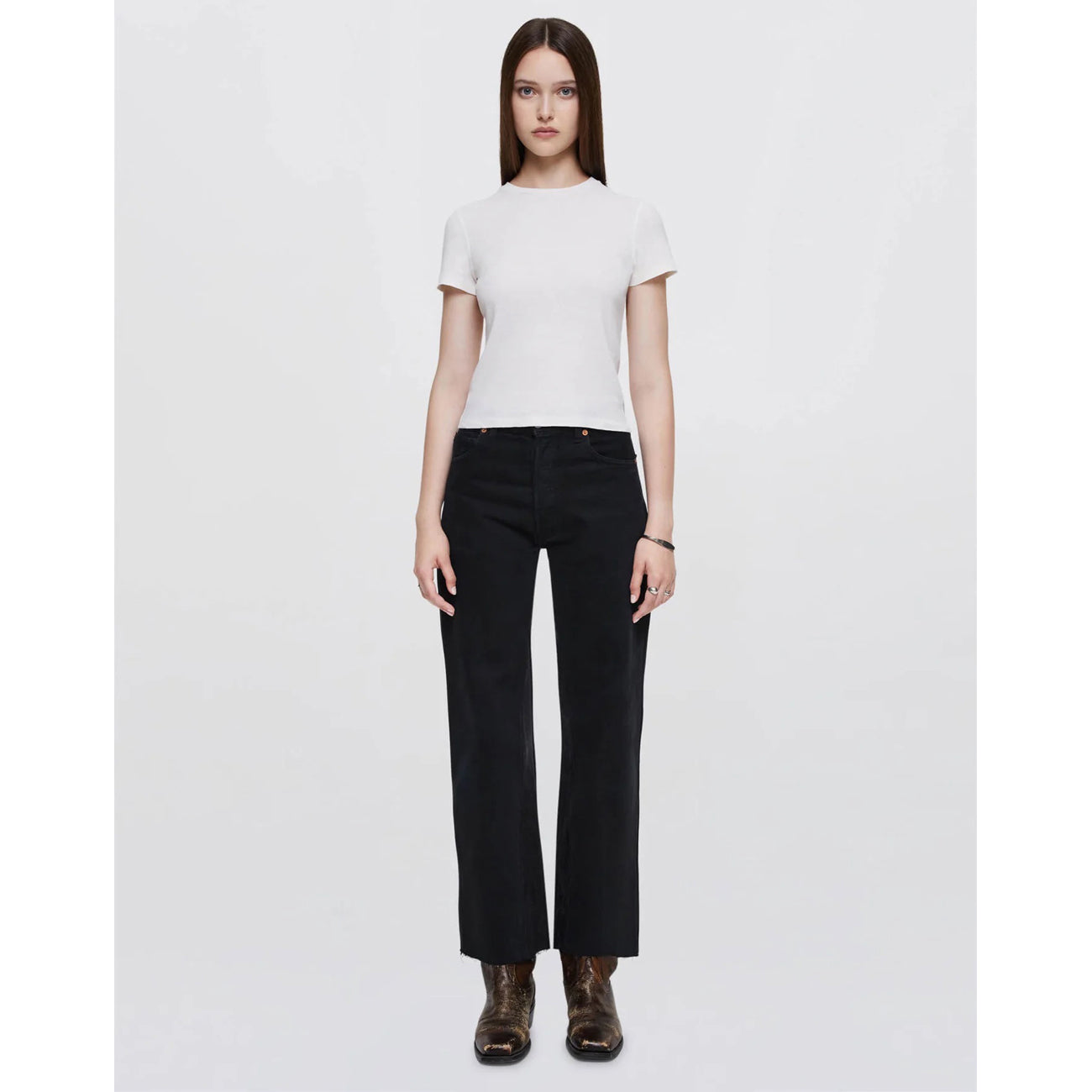 high rise wide leg crop in black