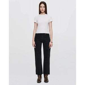 high rise wide leg crop in black