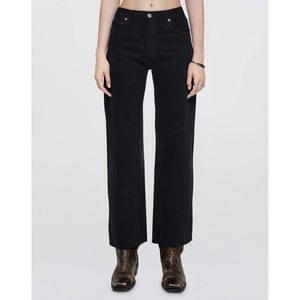 high rise wide leg crop in black